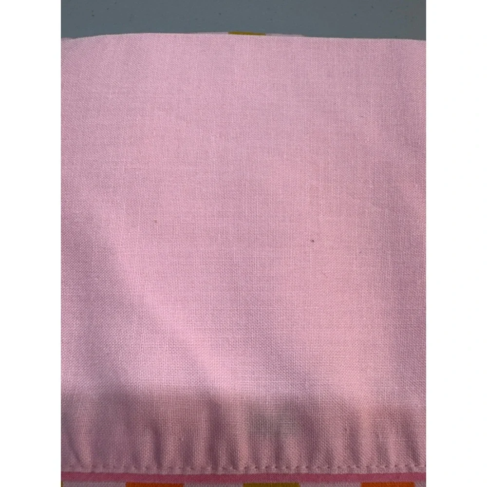 Vintage Muslin Full Double 70s orange green pink striped sheet